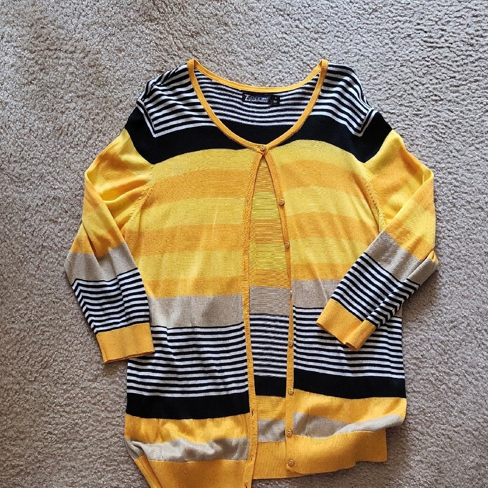 New York & Co. Yellow and Black Cardigan Sweater